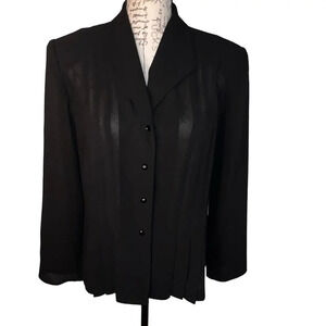 Danny&Nicole 12 Black shear pleatedlong sleeve enamel button front shirt blazer